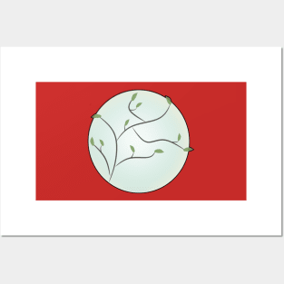 Full Moon with Leaves (Red) Posters and Art